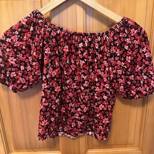 Old Navy Floral  Blouse - Red and Pink velvet.